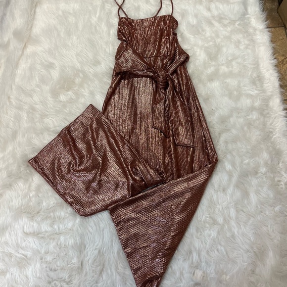 NWT Free people X Revolve Shimmer And Shine Jumpsuit in Ginger Snap XL - Picture 8 of 11